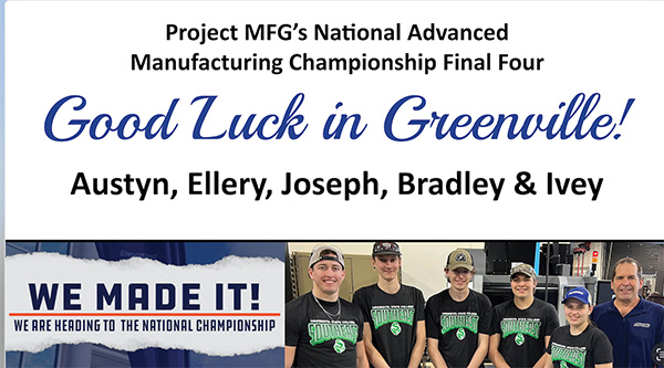 Good Luck in Greenville to our CNC Students!