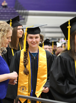 Alice Harnly in line at Commencement