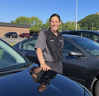 Amanda Evenson and donated vehicles