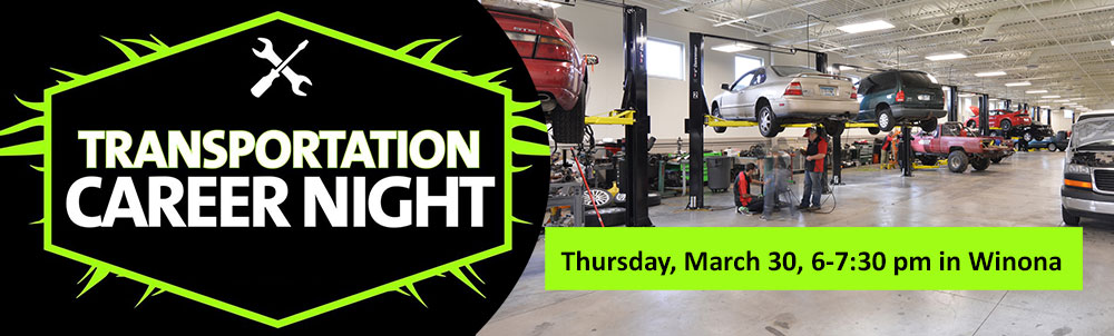 Transportation Career Night - Thursday, March 30, 6-7:30 pm in Winona