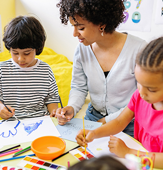 Teacher painting with students - from Yan Krukov via Pexelbay