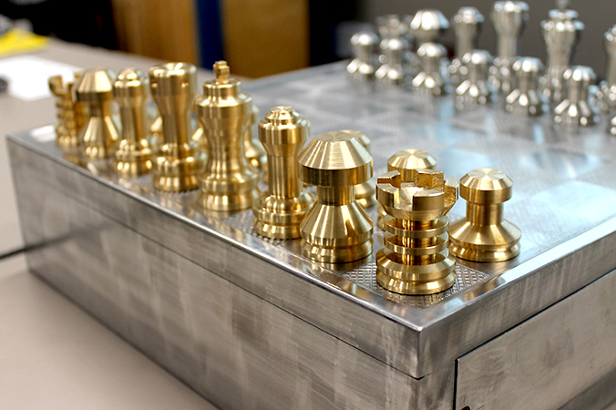 Metal chess set created with CNC machining